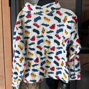 Vintage 90s trucks turtleneck sweater toddler boy primary colors print vehicles